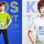 Mockup source files for unisex children's T-shirts, children's T-shirt display mockup template（Supports custom designs）